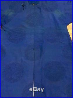 Fine Antique Chinese Silk Blue Dragon Robe With Roundels Fine Details