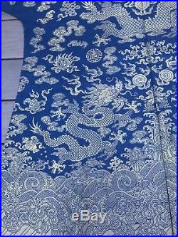 Fine Antique Chinese Silk Dragon Robe With Nine Dragons Qing