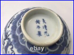 Fine Chinese Blue and white Porcelain Dragon Bowl Guangxu(1875/1908)