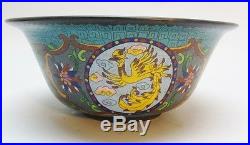 Fine Large 19th C. Chinese Cloisonne Bowl with Dragons & Phoenix c. 1900 antique