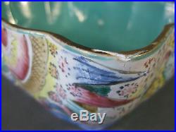 Fine Old Antique Chinese Famille Verte Porcelain Scalloped Edge Dragon Bowl