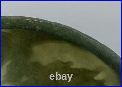 Fine Old Chinese Green Spinach Jade Censer with Dragon, mark on the bottom