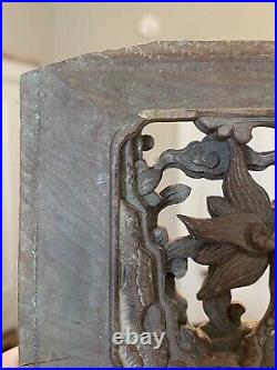 Finely Carved Chinese Antique 19th C. Carved Wood Relief Panel With Dragon