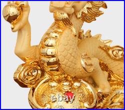 GOLD LUCKY DRAGON STATUE FENG SHUI OLD CHINESE ANIMAL WEALTH Bronze Gilt zodiac