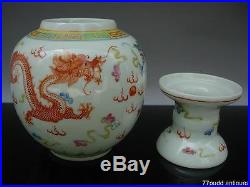 Good Antique Chinese Famille Rose Porcelain'dragon' Lantern & Stand