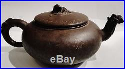Good Antique Chinese Yixing Pottery Tea Pot Late 19th Century Seal Mark Dragon