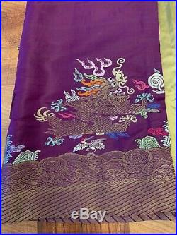 Genuine Antique Qing Dynasty Chinese Silk Metallic Brocade 9 Dragon Court Robe