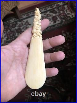 Genuine Hand Carved Chinese Dragon Fish Handle Shoe Horn