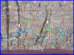 Gorgeous Antique 19th Century Chinese Embroidery Silk Dragon Bed Cover 94 X 83