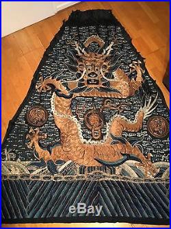 Gorgeous Antique Chinese Dragon Embroidered Silk Gold Tread MING/QING Imperial