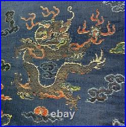 Gorgeous Antique Chinese Qing Dynasty Brocade Silk Dragon Robe Fragment Panel #2