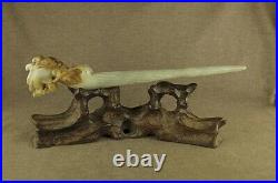 Han Dy 6.9stunning Carved Antique Jade Dragon Spiral Ornamentation Hair Hairpin
