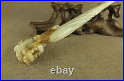 Han Dy 6.9stunning Carved Antique Jade Dragon Spiral Ornamentation Hair Hairpin