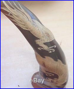Hand Carved ANIMAL HORN Antique Chinese DRAGON Four Toes 1900-1940