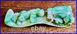 Hand Carved Chinese Antique Jade Belt Buckle dragon & son