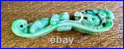 Hand Carved Chinese Antique Jade Belt Buckle dragon & son