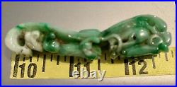 Hand Carved Chinese Antique Jade Belt Buckle dragon & son