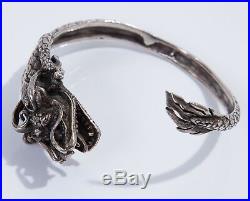 Heavy Antique Vintage Sterling Silver Chinese Dragon Bangle