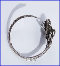 Heavy Antique Vintage Sterling Silver Chinese Dragon Bangle