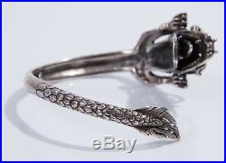 Heavy Antique Vintage Sterling Silver Chinese Dragon Bangle