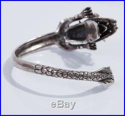 Heavy Antique Vintage Sterling Silver Chinese Dragon Bangle