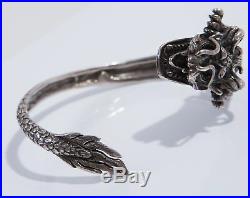 Heavy Antique Vintage Sterling Silver Chinese Dragon Bangle