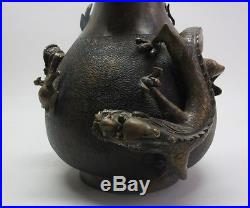 Huge MUSEUM-QUALITY 18th C. CHINESE Bronze Vase with Dragons c. 1780 antique