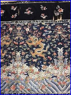 Incredible Chinese Silk Altar Cover 4 Dragon 18th/19th Century Needs Some Restor