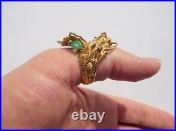Incredible Victorian 14K Gold Ruby Emerald NOSEY Chinese Dragon Z Ring 12 3/4