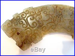 JADE Dragon Pendant PLAQUE ANTIQUE Chinese FINE Dragon Headed Huang ARCHAIC