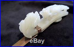 JADE White Dragon BUCKLE Fine ANTIQUE Chinese