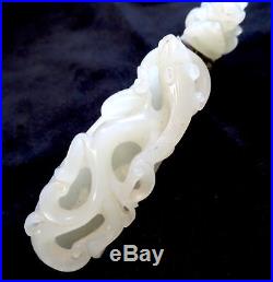 JADE White Dragon BUCKLE Fine ANTIQUE Chinese