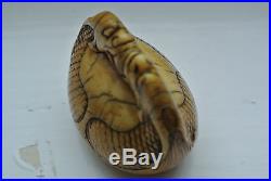 Japanese or Chinese Antique Netsuke'Double Dragon' Natural Material