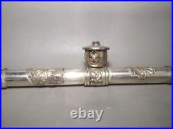 L16.7 Chinese Tibet Silver Carving Dragon eagle flower Tobacco Pipe Collection