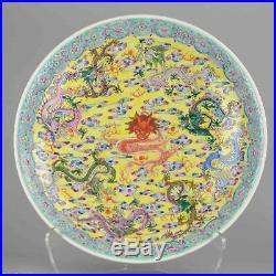 LARGE! 40.5CM PROC 1950-60 Chinese Porcelain Charger Dragons Marked