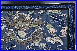 Large Antique Chinese Textile Dragon Embroidery 47 X 27