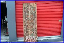 LARGE Antique Pair Chinese Polychrome Wood Doors Dragon Engraved Patterns