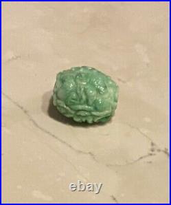 Large Antique Chinese Carved Natural Apple Green Jadeite Dragon Bead