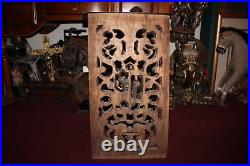 Large Antique Chinese Wood Carved Panel Dragons Man Woman Scrolls
