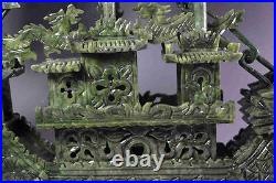 Large Chinese Hand Carved 100% Natural Jade Dragon Incense statue Dragon Boat