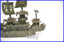 Large Chinese Hardstone Jade Carved Dragon Boat 24x5x20 1/2 Oriental