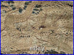 Large Important 17th / 18th Century antique Chinese Temple Embroidery Dragons