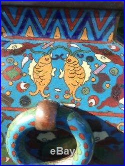 Large Rare Antique Chinese Dragon Cloisonne Vase Da Ming Mark