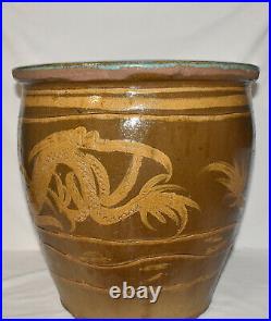 Lg Antique Chinese Dragon Egg Pot Jardiniere Planter 17 Textured Dragon Pot