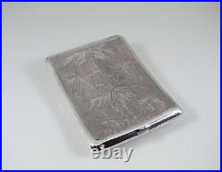 Lovely Chinese Sterling Silver Dragon & Clouds & Bamboo Cigarette Case