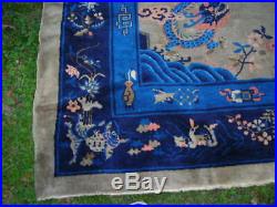 Lovely Early Antique 1910-1920 Shabby Chic Chinese Art Deco Dragon Rug 9x12