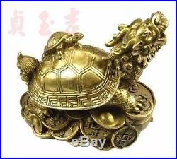 Lucky Chinese handwork Bronze Fengshui Dragon Turtle Statue
