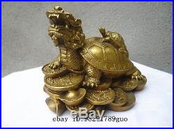 Lucky Chinese handwork Bronze Fengshui Dragon Turtle Statue