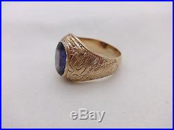 MENS ANTIQUE CHINESE EXPORT M. NOSEY DRAGON & CO. 14K GOLD SAPPHIRE RING, 11.5