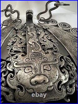 MIAO CHINESE HILL TRIBE Antique Silver Collar Dragon Necklace